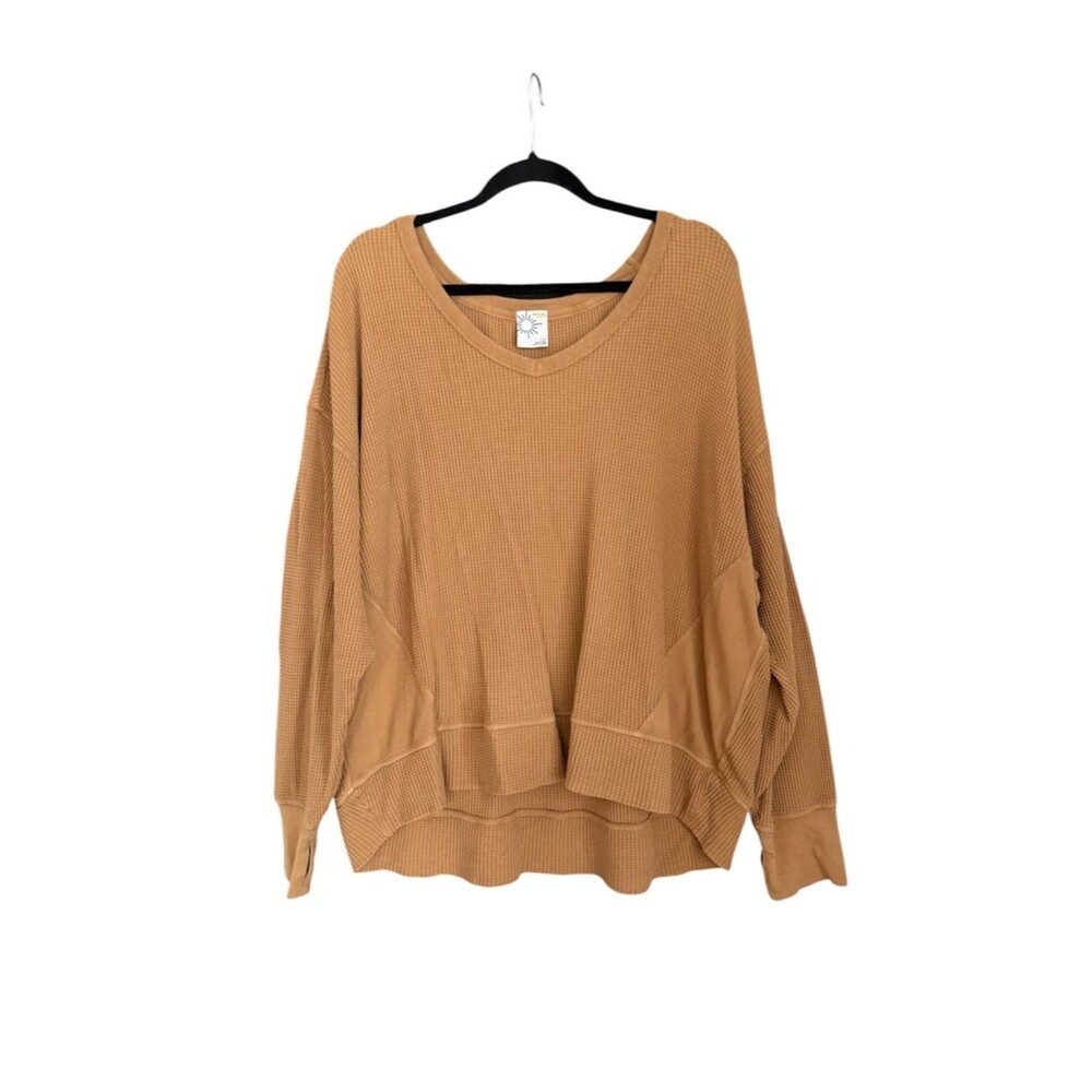 Offline by Aerie Wow Brown Waffle Knit Shirt Size L